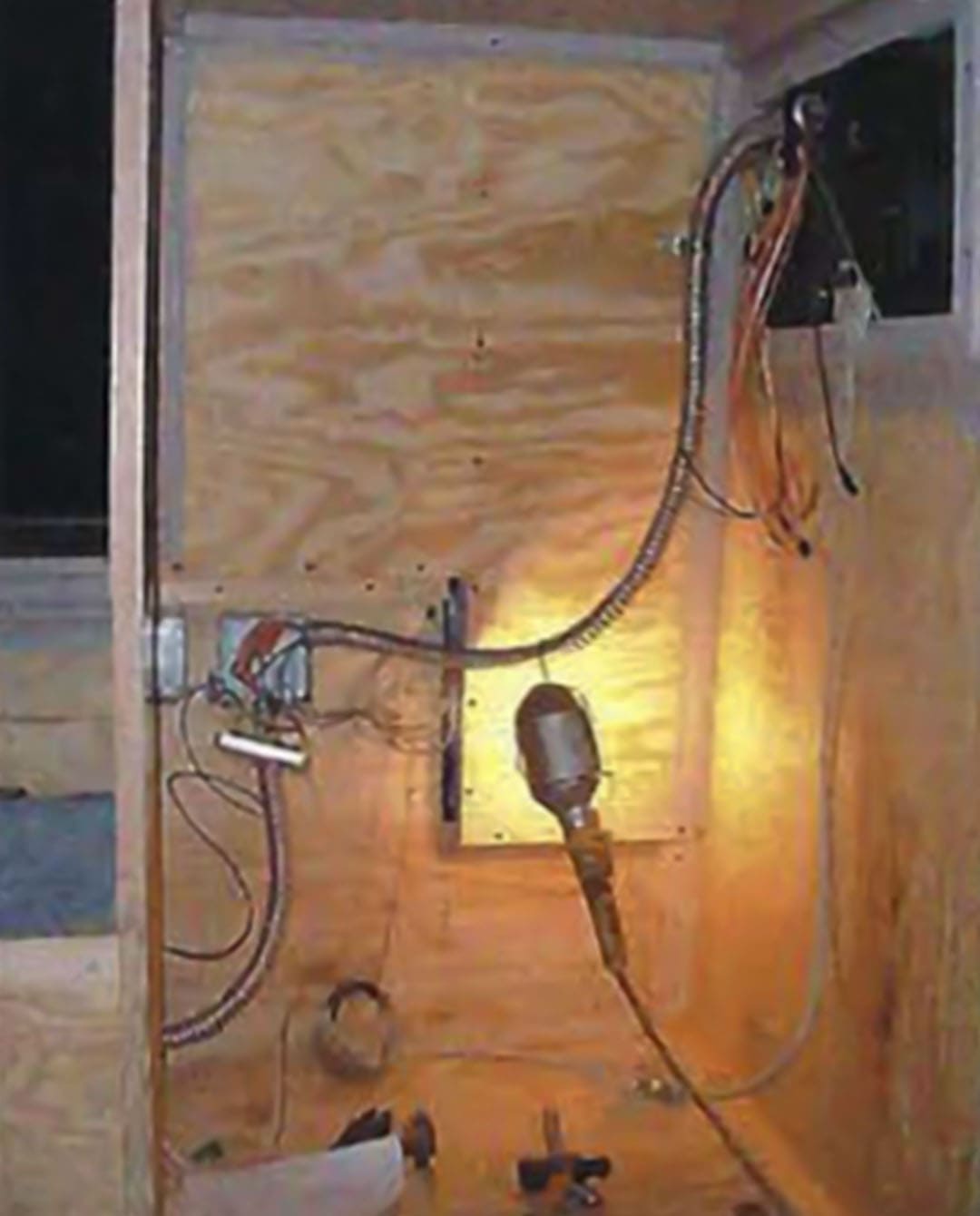 Framing over the passenger wheel well and the second floor extension to house one of the Webasto ice-kick heaters