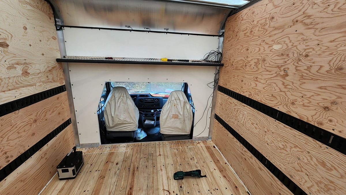 The cab divider wall removed.