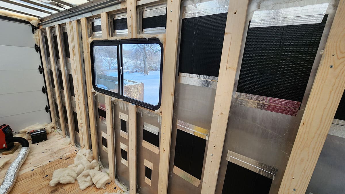Framing out the inside with furring strips.
