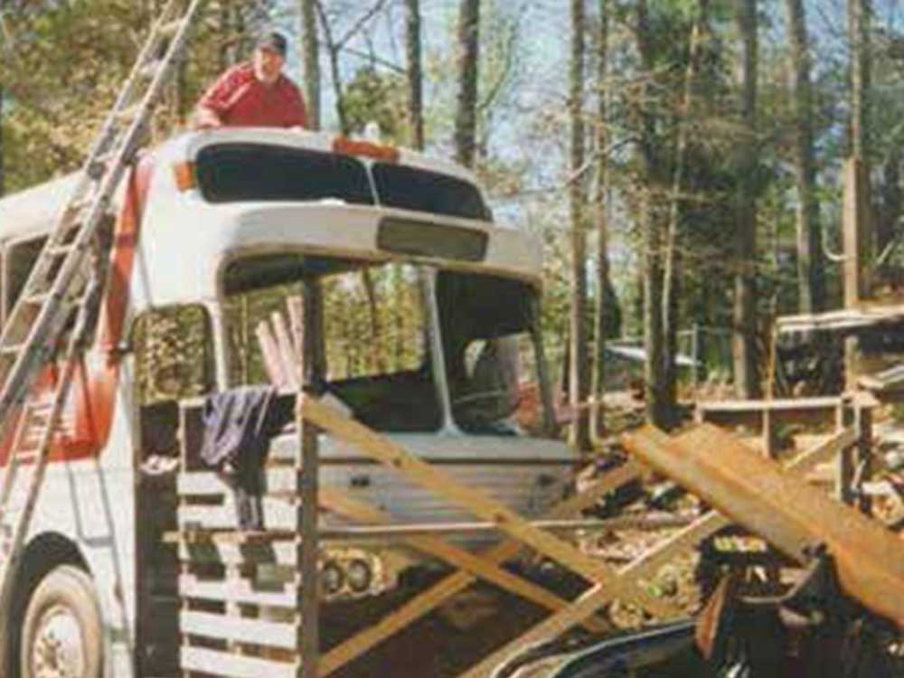 Raising the Roof of My Eagle . . . Alone - bus conversion photo