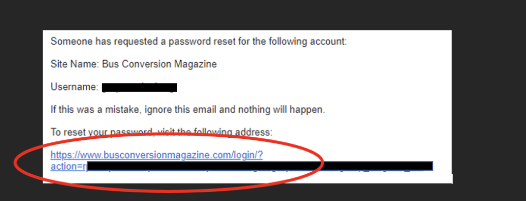 How to Reset your Membership/Subscription Password - bus conversion photo