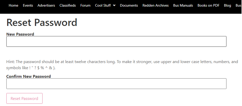 How to Reset your Membership/Subscription Password - bus conversion photo