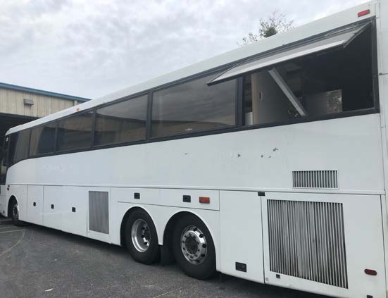 Exterior of bus before wrapping.