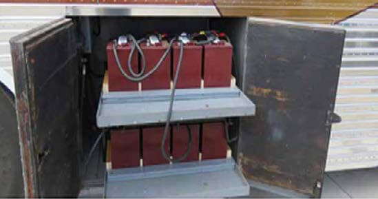Battery compartment in the BCM Bus. Room for 16 6V Batteries.