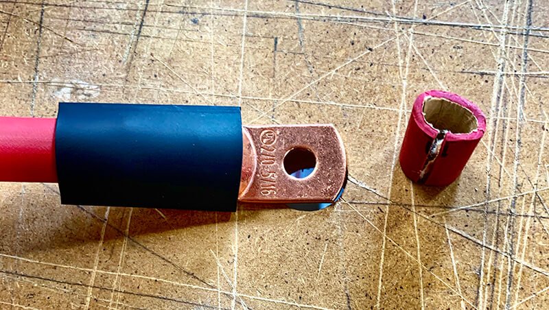 Tools for Cutting and Crimping Ends on Large Electrical Cable - bus conversion photo