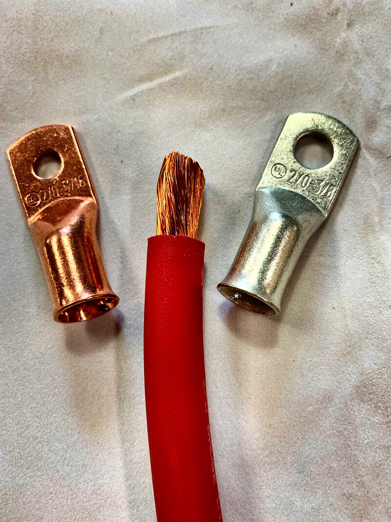 Tools for Cutting and Crimping Ends on Large Electrical Cable - bus conversion photo