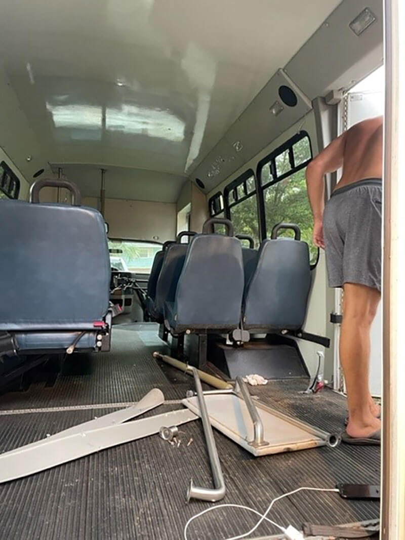 First step: ripping out the seats. We were actually able to sell them on Facebook Marketplace. 