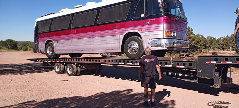 Gary Nickerson’s bus being loaded for travel.