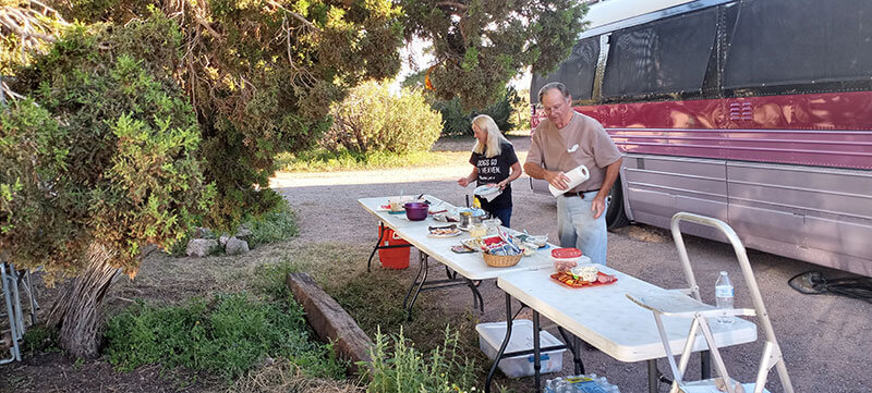 The beginning of the Pot Luck dinner.