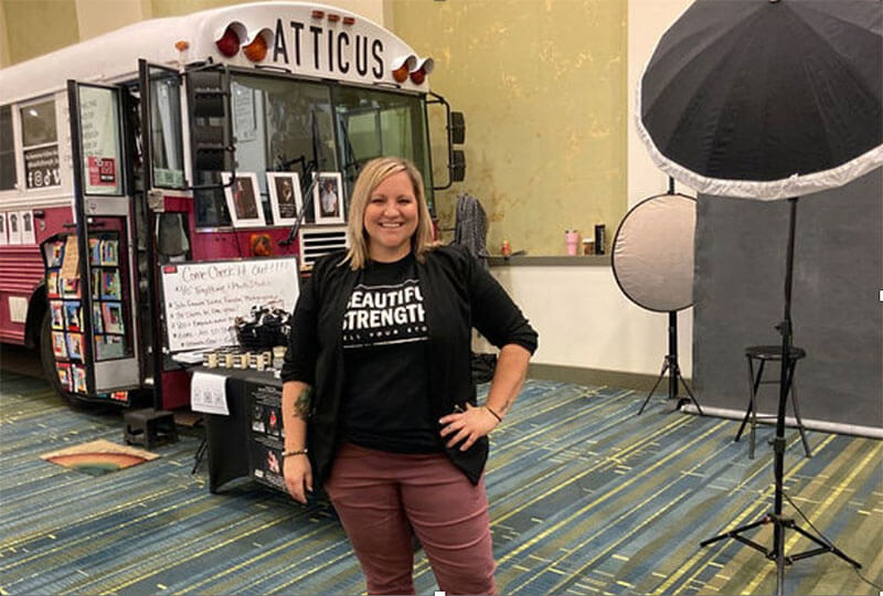 Atticus’ ﬁrst night staying in a hotel while Annette speaks at the Women Lead Change Conference in Cedar Rapids, Iowa April 2022.