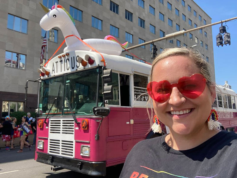 Marching in the Nashville Pride Parade 
in June 2022.