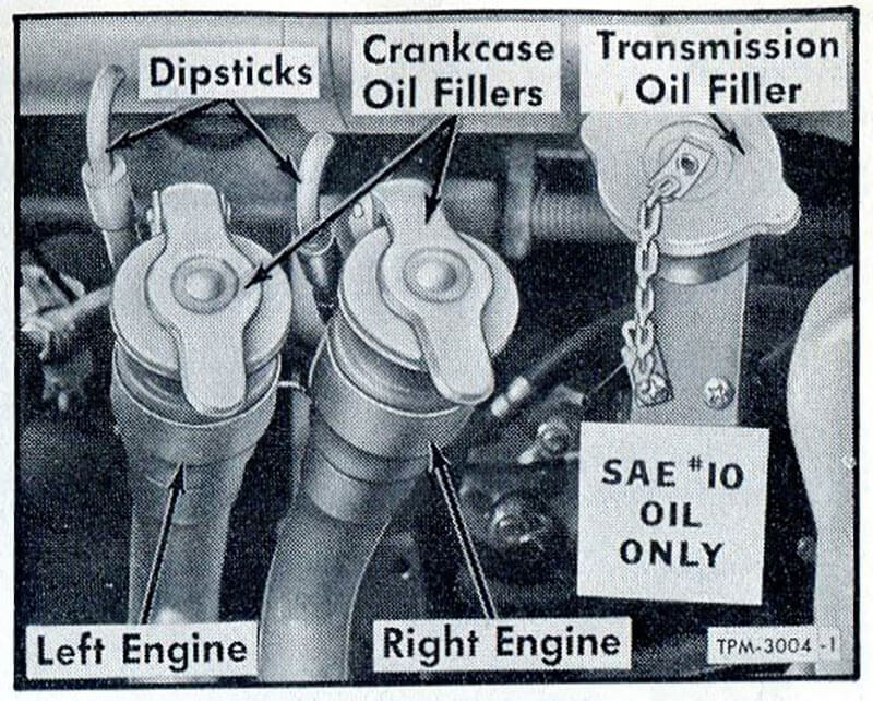 Dual-engine Oil Fillers and Dipsticks
(From the author’s collection and used by permission of General Motors)