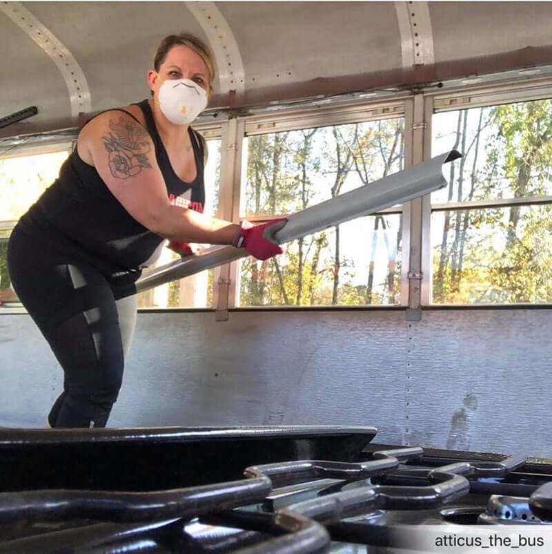 Stripping the bus of pretty much of everything (October 2019).
