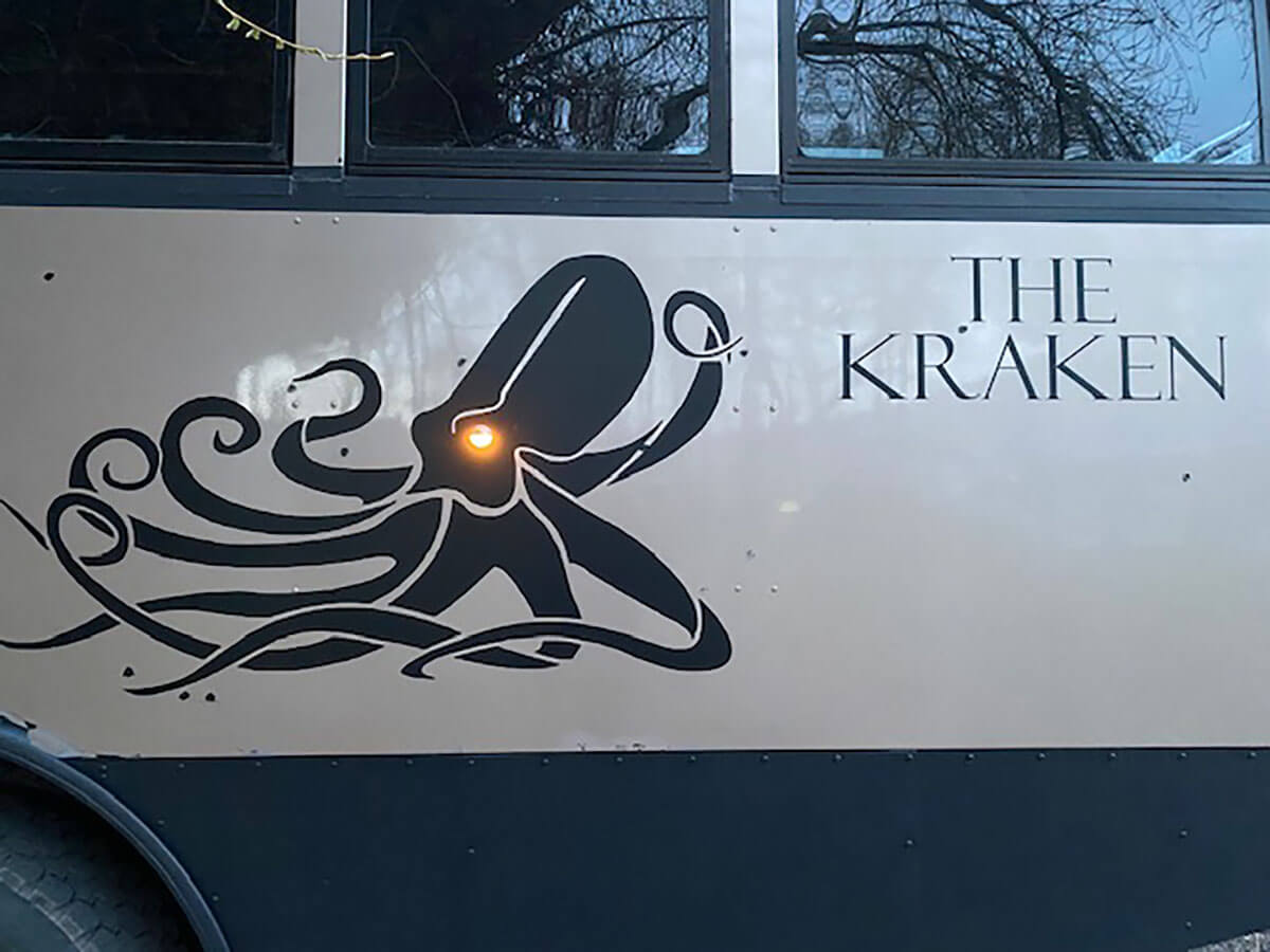 Kruzin’ in the Kraken - A 2013 Thomas Freightliner Skoolie - bus conversion photo