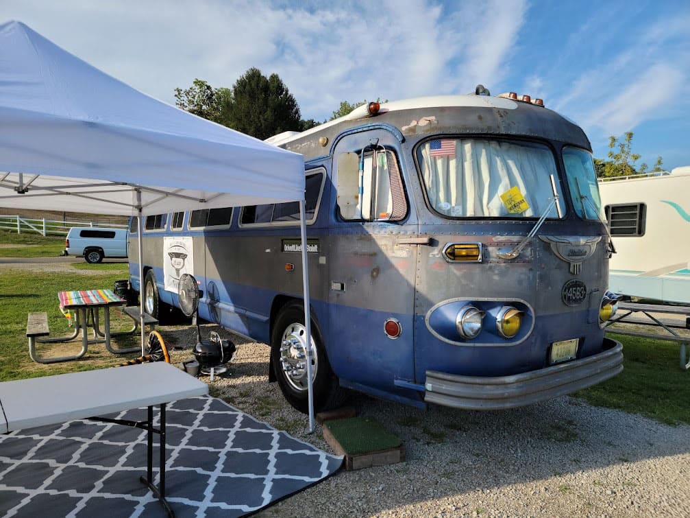 Brian and Crystal’s bus, Doloris. The ‘outside meeting place’.