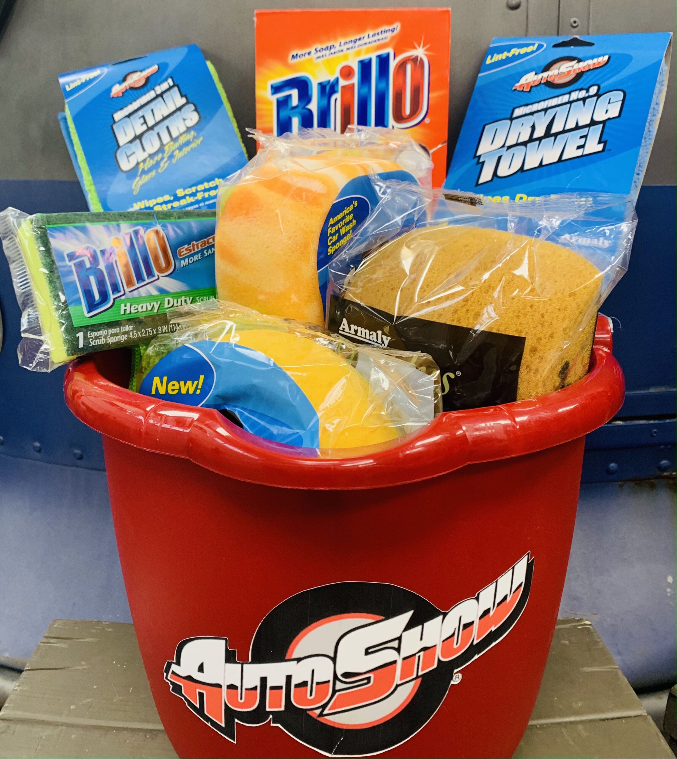 Bus cleaning supplies.