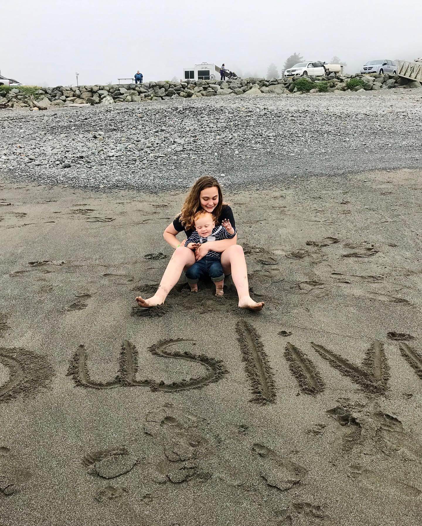 A day at the beach with my baby brother.