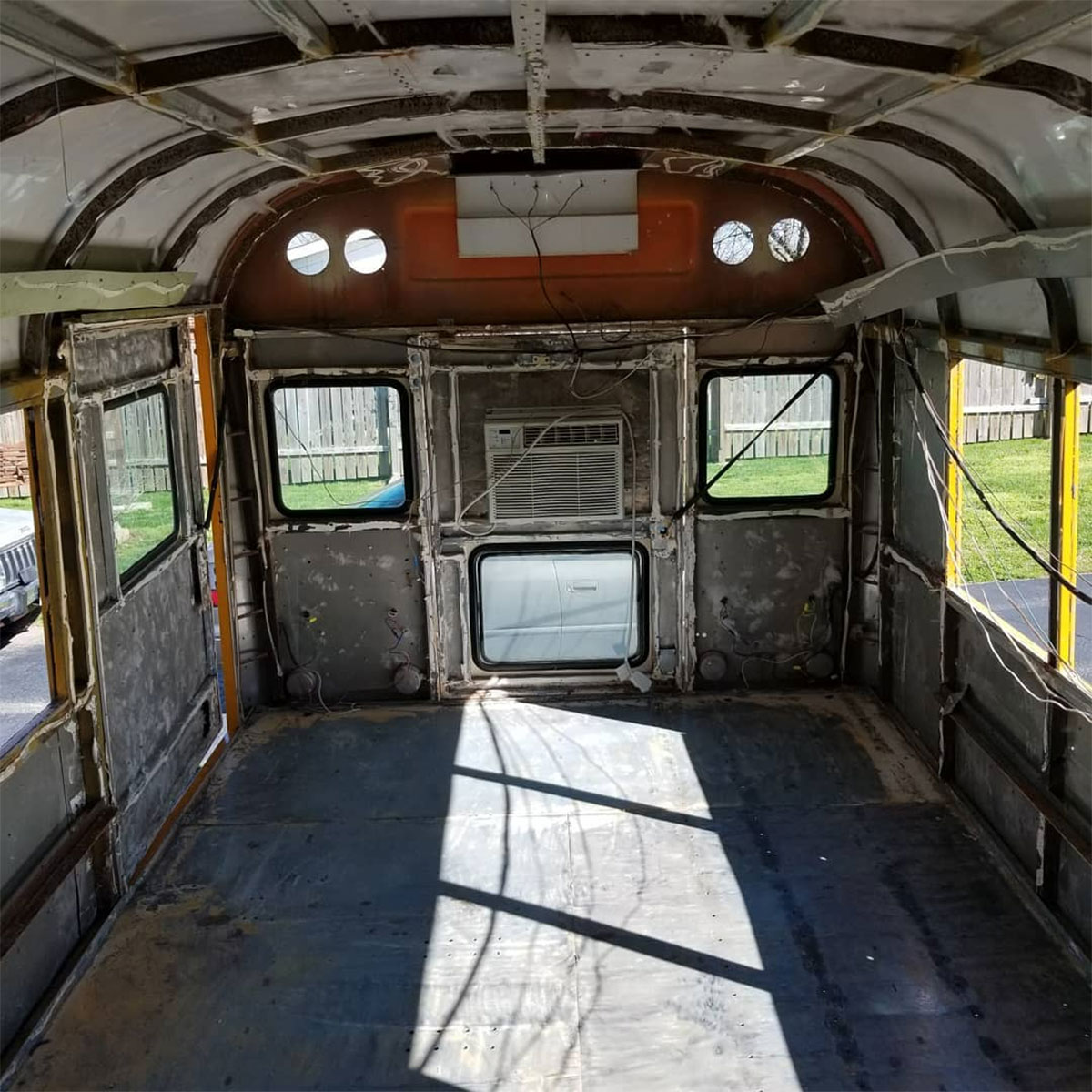 What the bus looked like when I finally got everything removed and was able to start building.