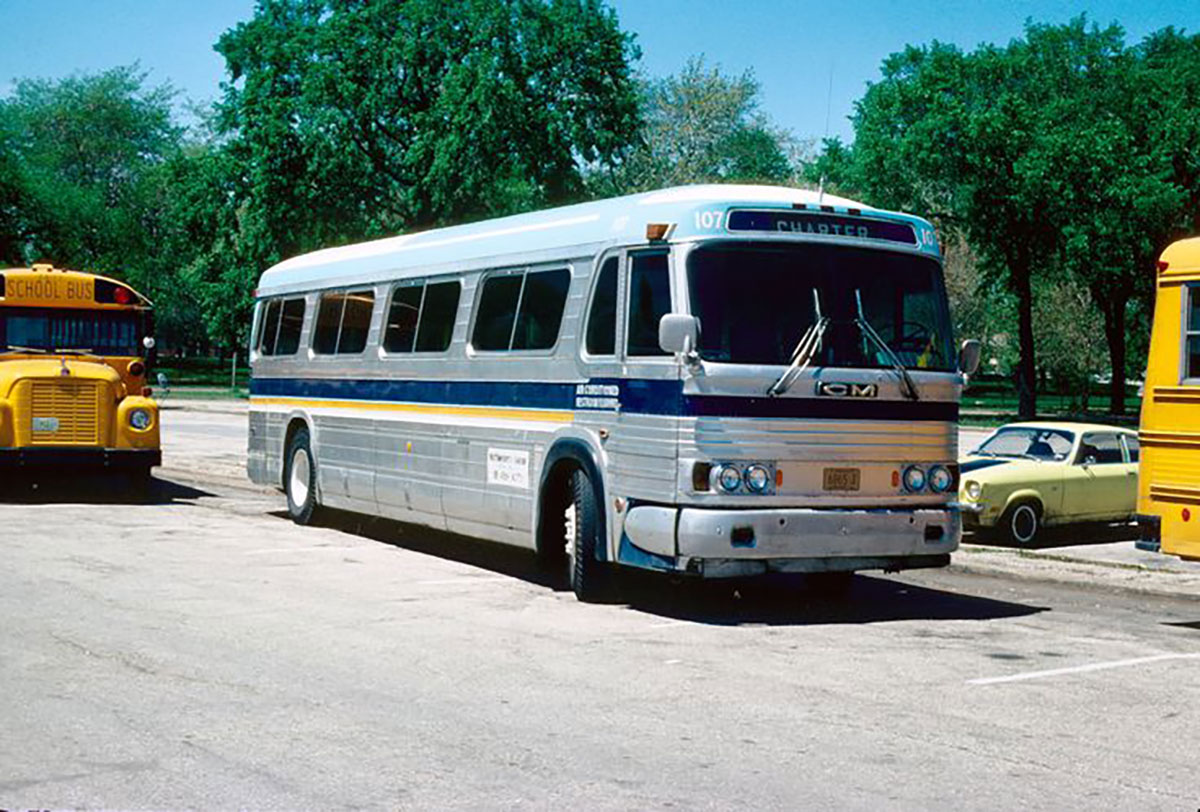 Here is a charter (passenger) bus, from the 1960s.  Notice how the windows are starting to get larger.