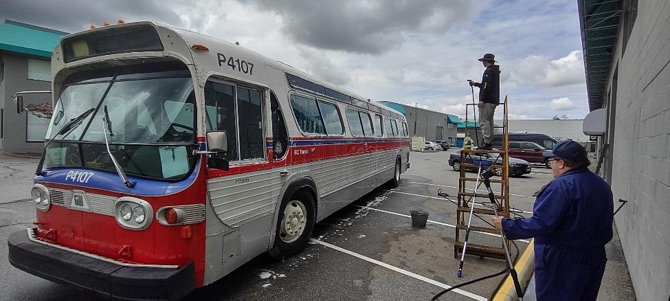 New Museum Bus Getting a Wash.