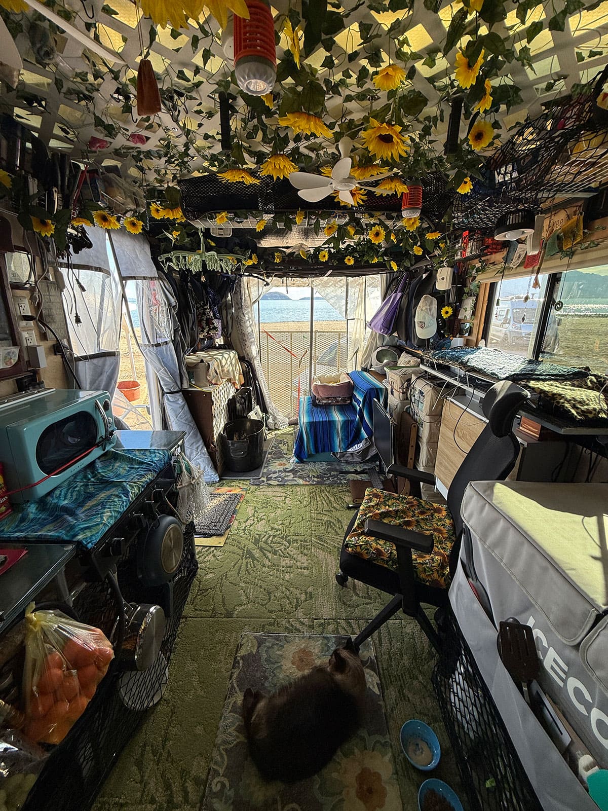 Looking towards the back of the truck. Notice the ceiling.