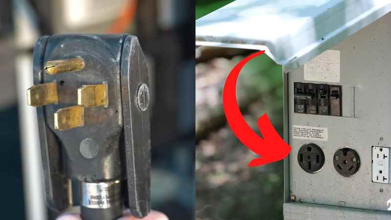 Typical Power Pedestal with a 50A, 30A, and 20A service option. 50A Plug shown on left.