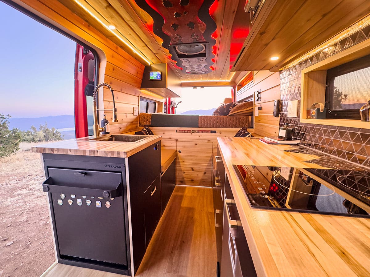 The interior of Boho Van’s first Next-Gen Series Van, ‘Del Rey’