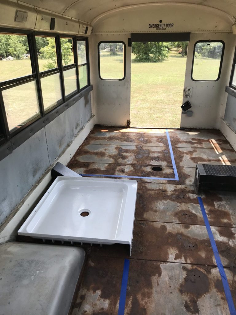 Rusty floor. You must remove all rust before starting, which can be very time-consuming.