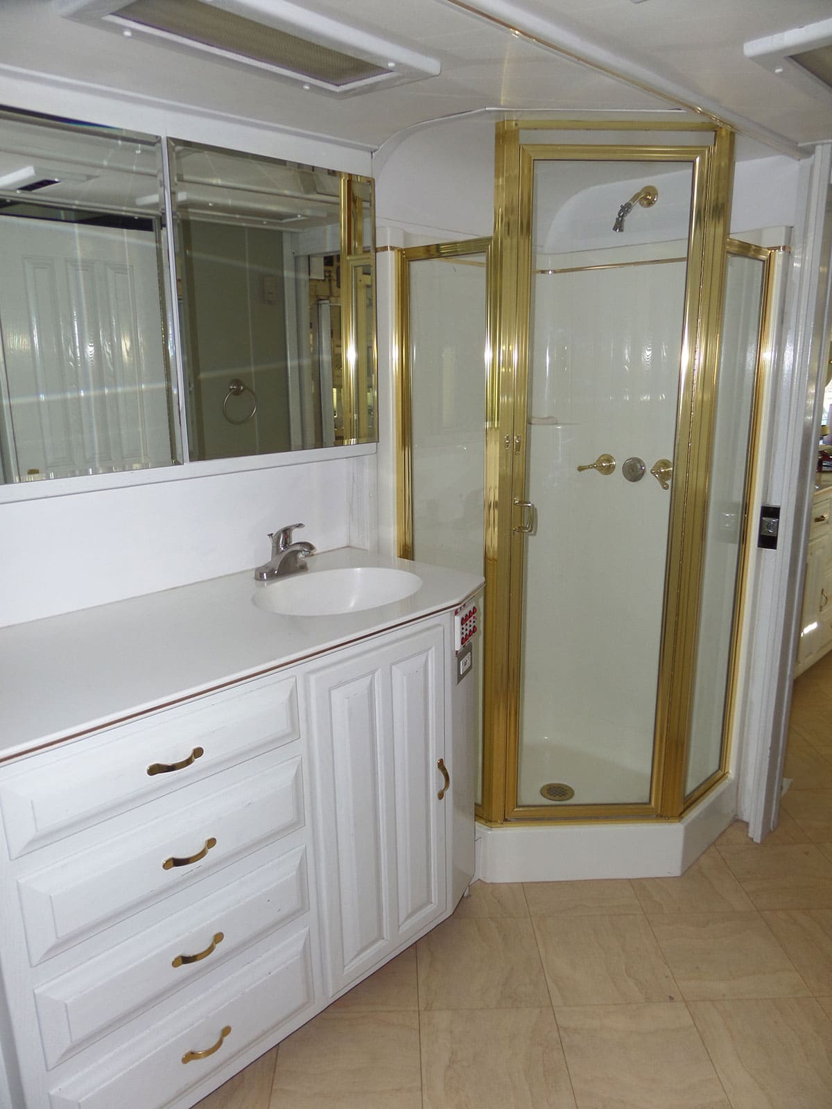 The Glass Gold Trimmed Shower. 