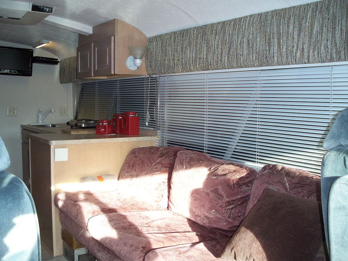 “Work-a-day” original style interior.