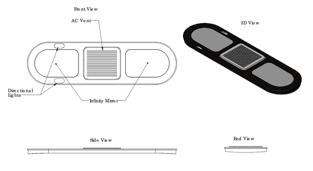 CAD drawings of the custom-built ceiling infinity mirror lighting
