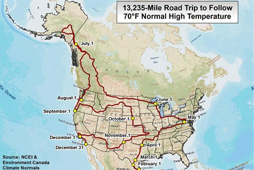 road trip for 70 degree weather